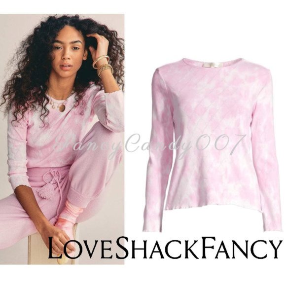 LoveShackFancy Tops - LoveShackFancy Yulia Diamond Detail Top, Size Large Sugar Pop Pink